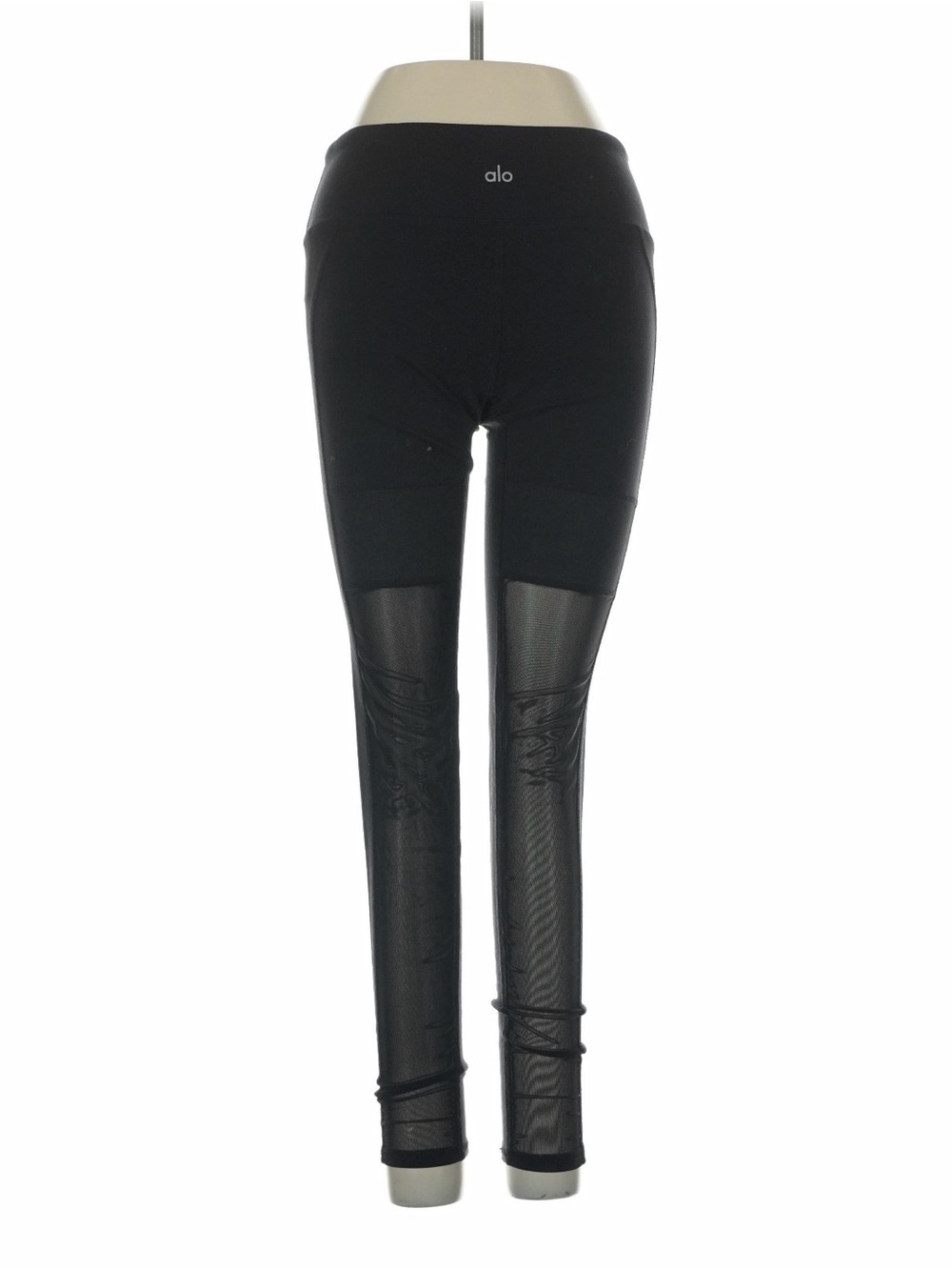Alo Yoga Black High Waisted Moto Mesh Panel Full Length Leggings Size s